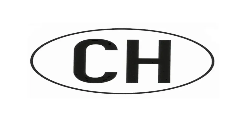Pegatina CH obligatoria para coches de Suiza.